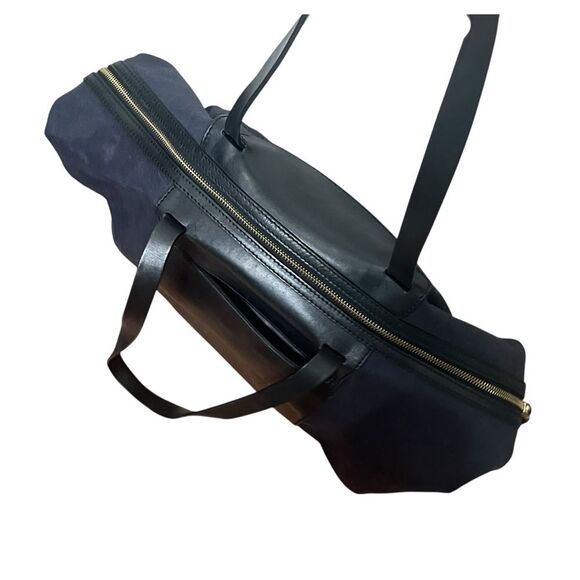 Cuyana Le Sud Weekender Bag Large Navy Canvas Black Leather Travel Tote - Picture 8 of 16